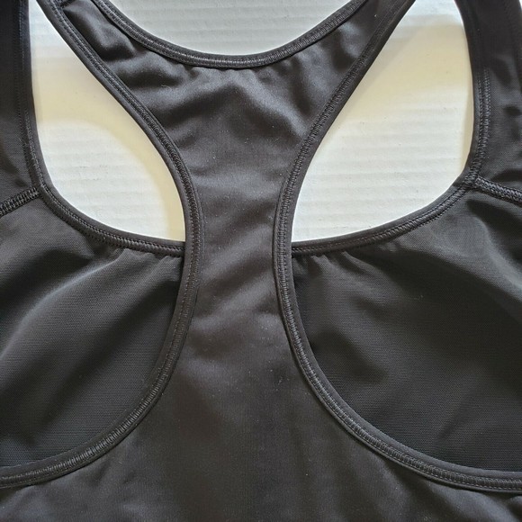 Victoria's Secret Sports Bra Small Racerback Black with Red Logo Across Chest - Picture 2 of 9